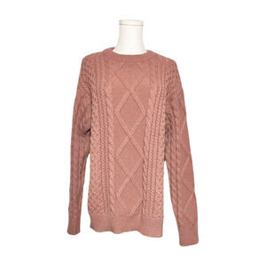 Aelfric Eden Dusty Mauve Pink Oversized Cable Knit Long Sleeve Sweater Medium